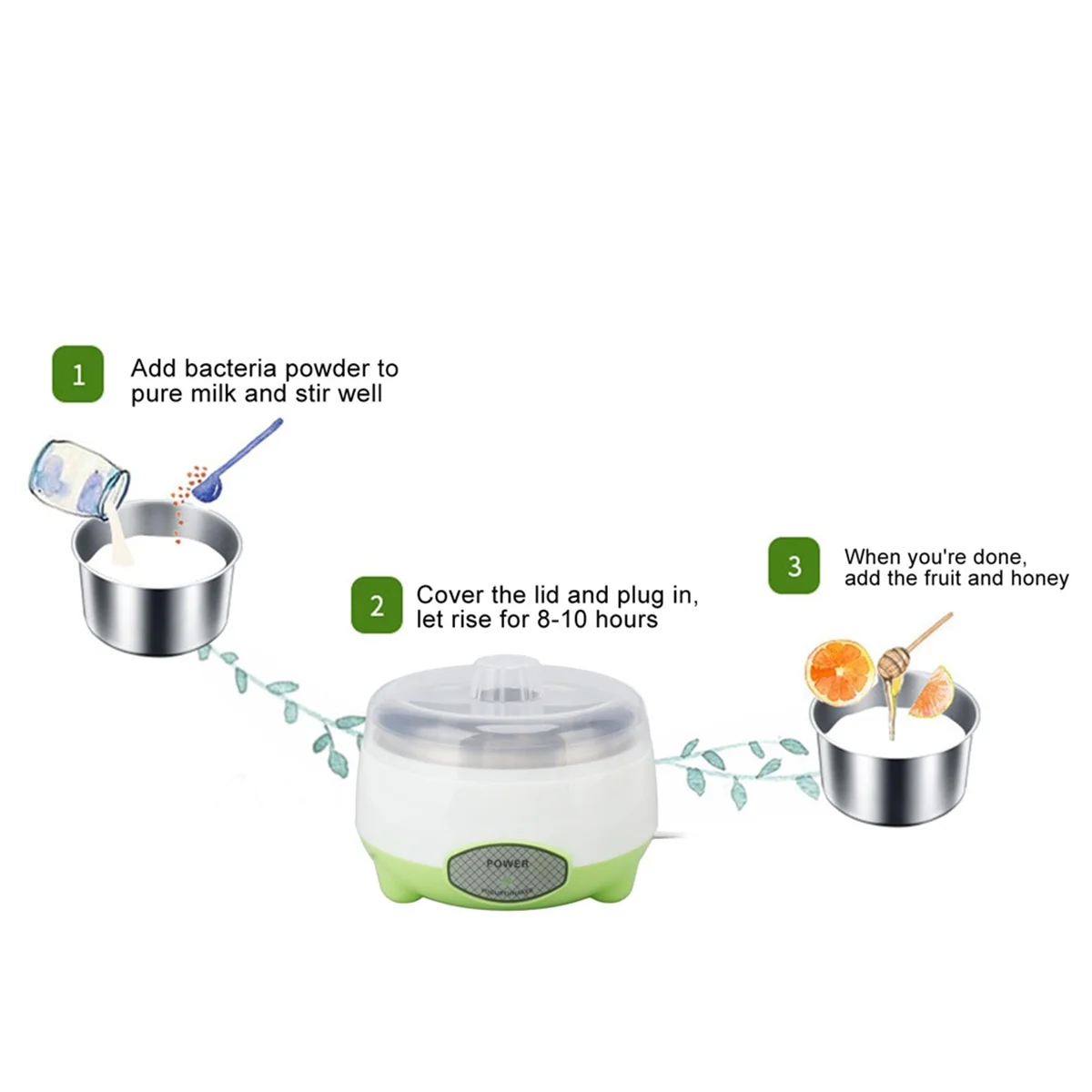 A78E-Yogurt Maker Compact Greek Yogurt Maker Machine DIY Homemade Yogurt Maker for Home Organic Yogurt Cheese Maker US PLUG