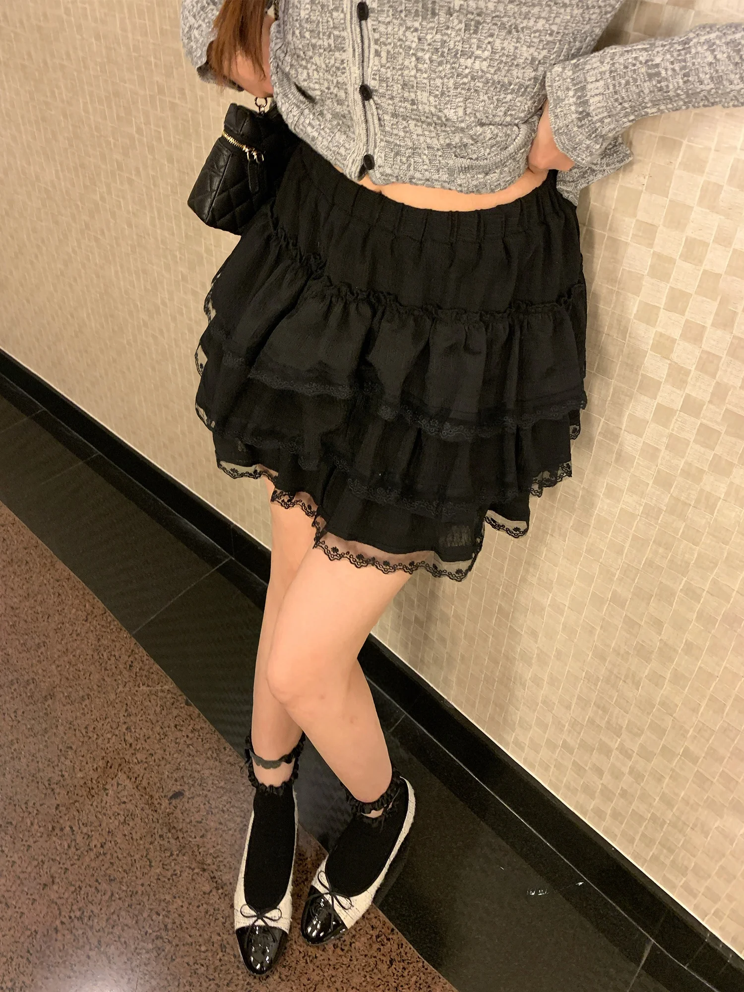 

OKJJ Sweet Ballet Sle ort Skirt Lace Splicing Cake Design High Waist Skirt Women's Faion High Waist f Body Skirt