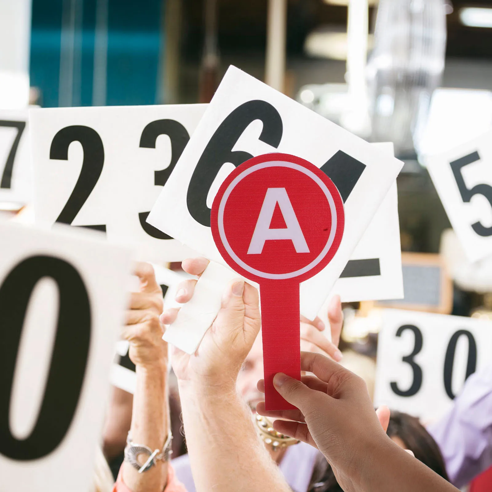 Palettes de vote réutilisables, planches en mousse avec lettres, vente aux enchères, marquage en classe, tableaux de bord interactifs pour jeux d'équipe, 4 pièces