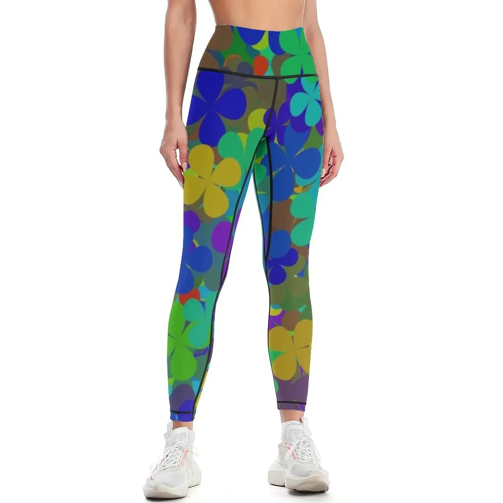 

Multicolored four leaf clovers Leggings legging push up Golf wear sports woman gym Womens Leggings