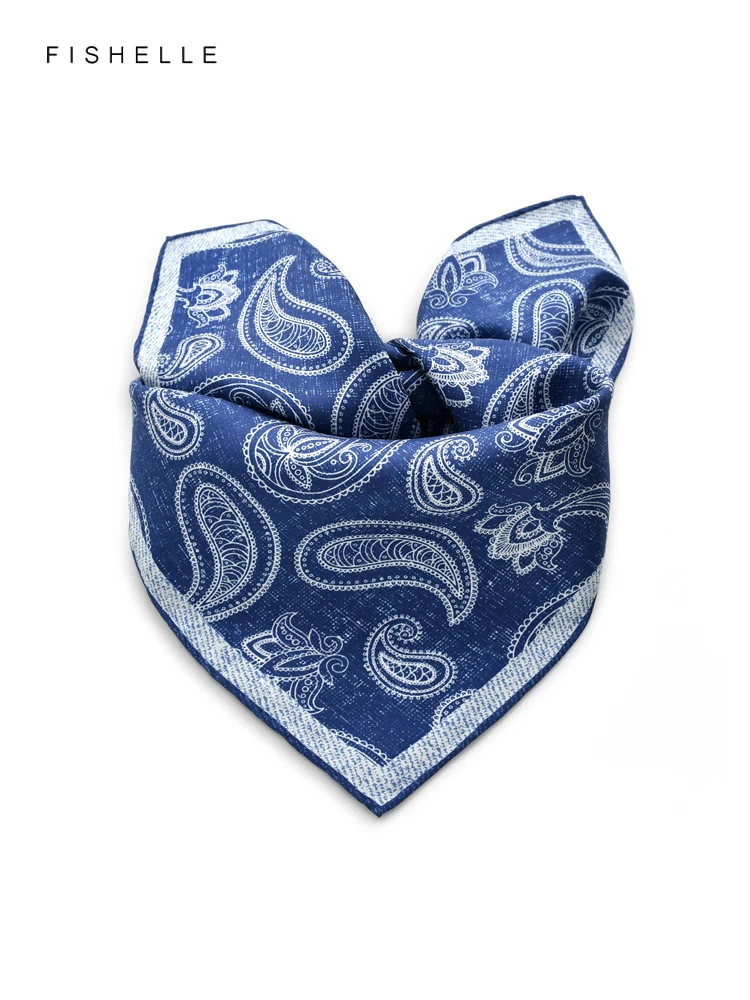 2023 new blue green printed cashew natural silk scarf spring autumn women headscarf foulard hijab ladies wrap scarves