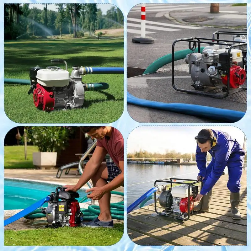 Discharge Hose Pump Kit Heavy Duty Suction Hose Includes 65Ft Blue PVC Discharge Tube 20Ft Suction Tube Round Hole Suction