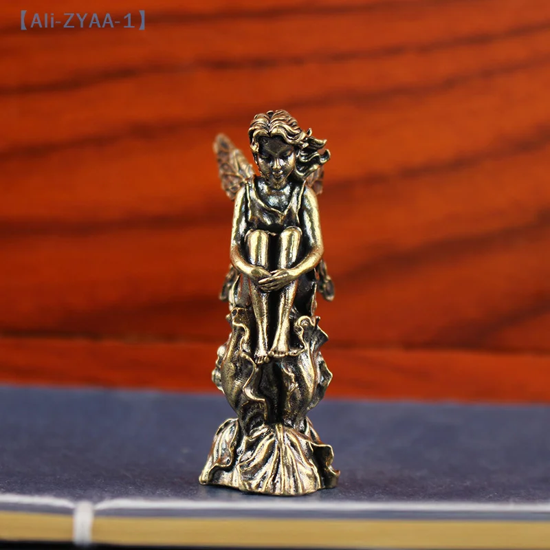 【ZYAA-1】الرجعية النحاس إله الحب كيوبيد تمثال الحلي الصغيرة النحاس تماثيل الملاك اكسسوارات الديكور المنزل