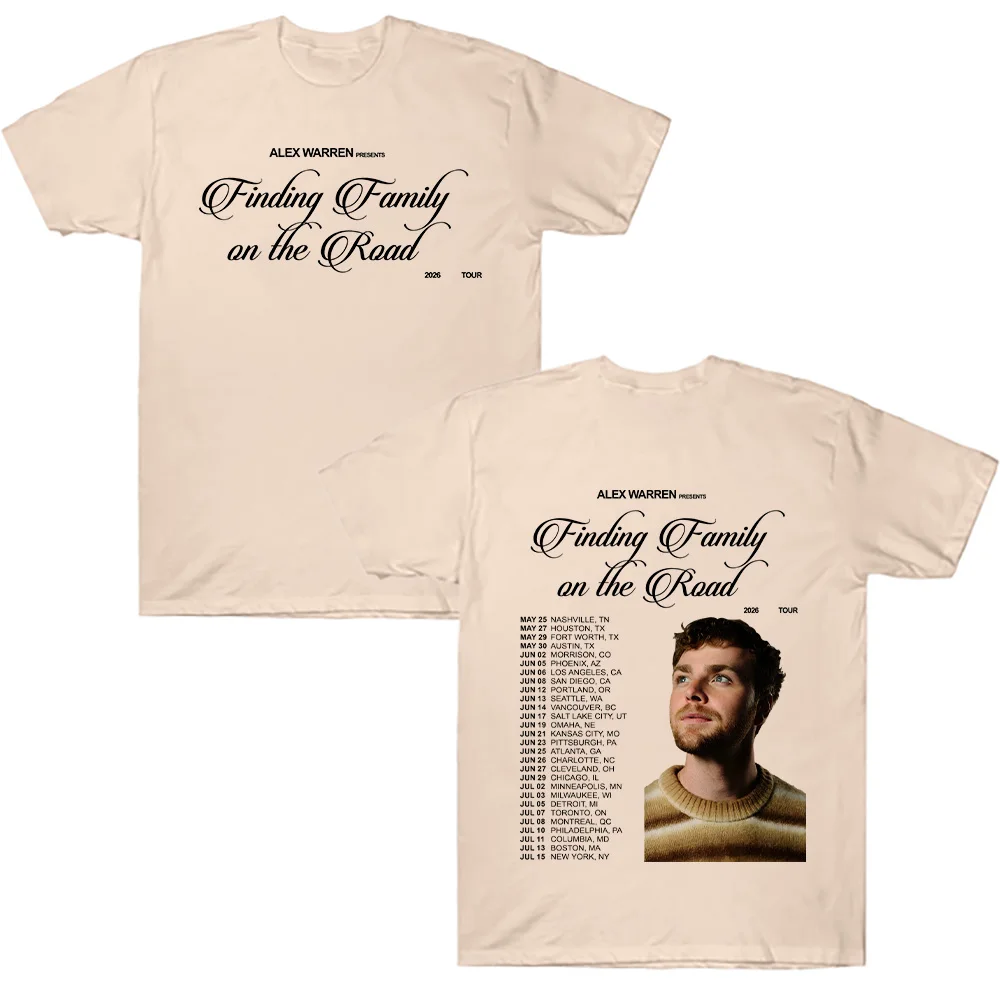 أليكس وارن العثور على الأسرة على الطريق 2026 جولة تي شيرت قصير الأكمام القطن تيز Comfor الصيف النساء الرجال الملابس جودة عالية