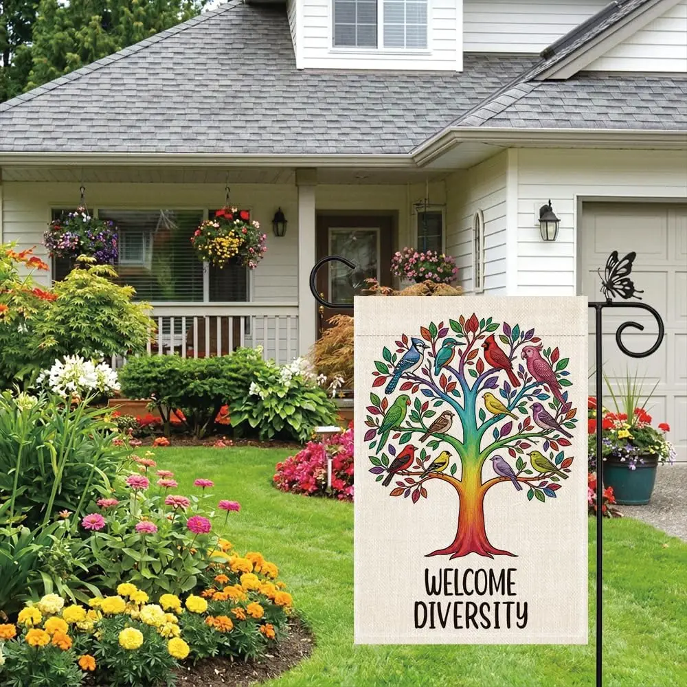 Funny Welcome Diversity Garden Flag Double-Sided for Outside Yard yyi