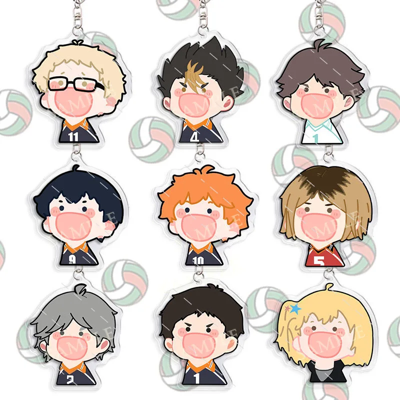 

Haikyuu!! Acrylic Keychain Kozume Hinata Kageyama Oikawa Toru Cartoon Bag Pendant Accessories Friends Girl Gift Key Ring