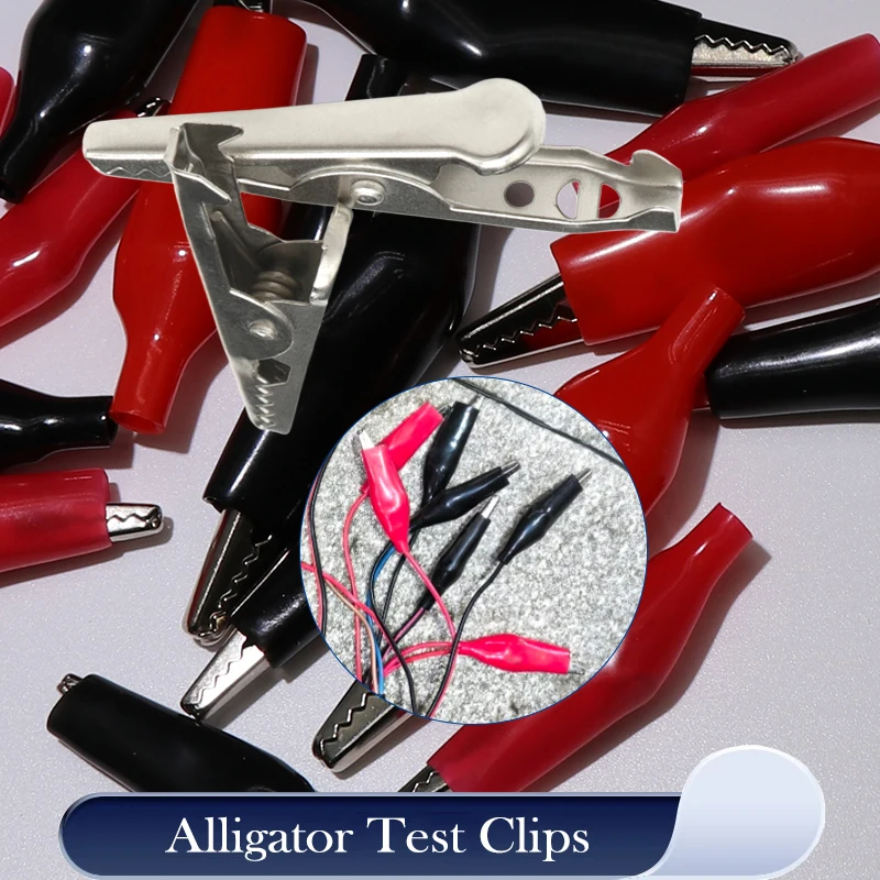10/20 Pcs Black Red Crocodile Clip 28 35 45mm Crocodile Electrical Clamps Testing Probe Meter Soft Plastic Alligator Test Clips