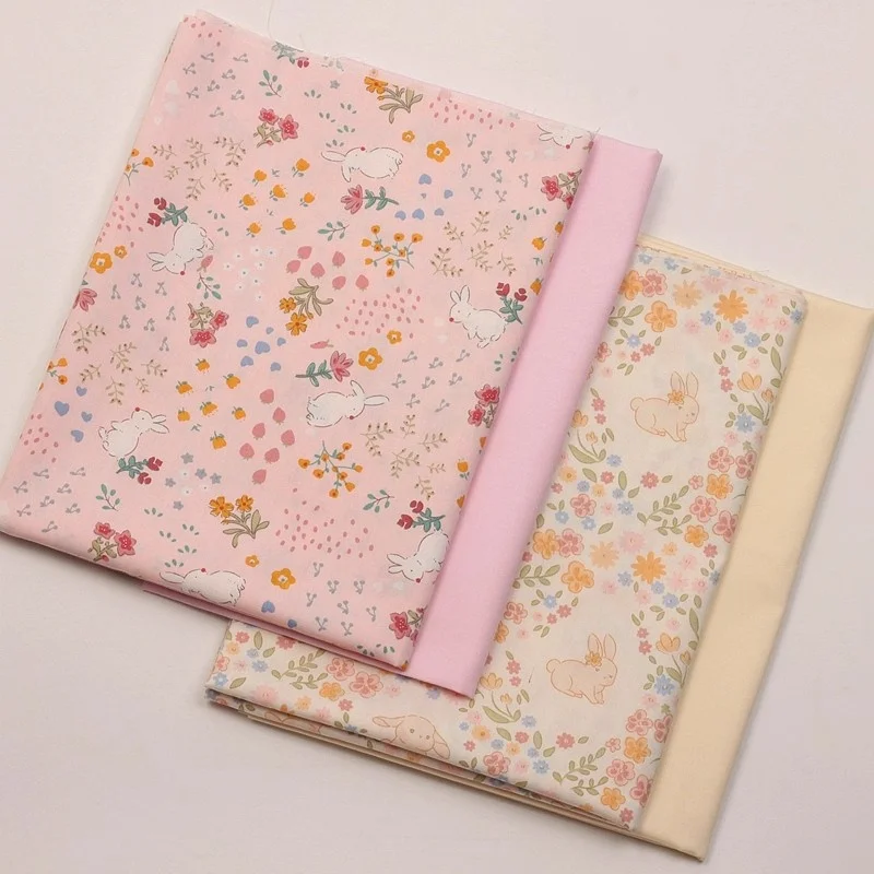 

Printed with cartoon strawberry rabbit, pure cotton fabric, 40-count twill fabric, suitable for clothing, bedding and other prod