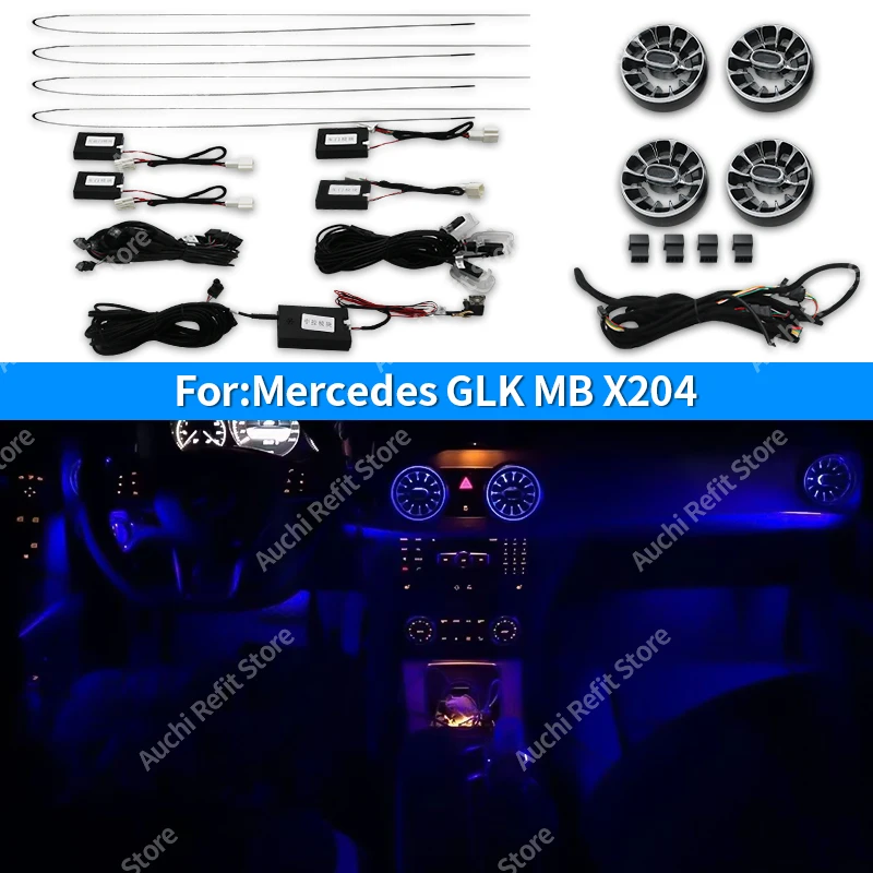 64 kolory Samochodowe otwory wentylacyjne do Mercedes Benz GLK MB X204 2008-2015 Wylot turbiny Deska rozdzielcza Wnętrze Neon Light Kit