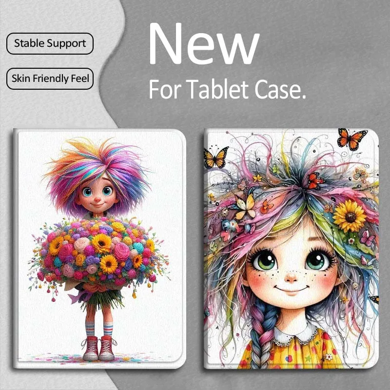 Art Design Color Girl Gift For Apple iPad Pro Air 13 2 7th 6th 2025 M2 M3 M4 M512.9 13 inch Foldable Tablet Case