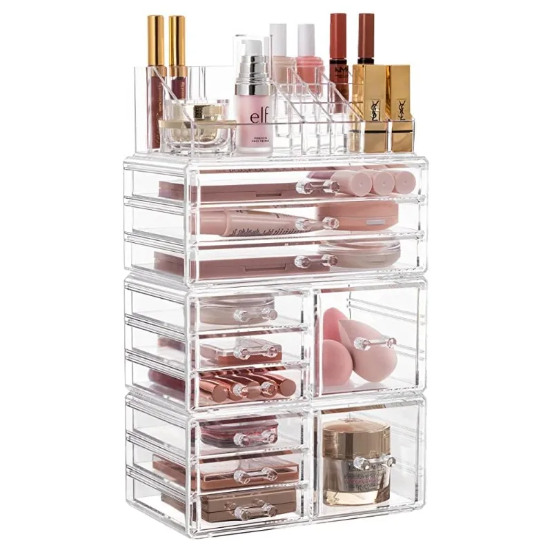 

Acrylic Clear Dustproof Makeup Storage Organizer Drawers Large Skin Care Cosmetic Display Cases