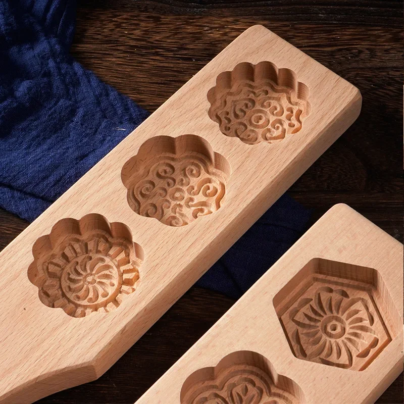 Wooden baking mold mung bean cake dessert model printing ice skin pastry moon cake baking tool make biscuit mold accessories