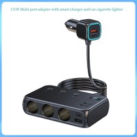 171W 9 in 1 Car Charger  Multi-port adapter PD 3 Socket Cigarette Lighter Splitter