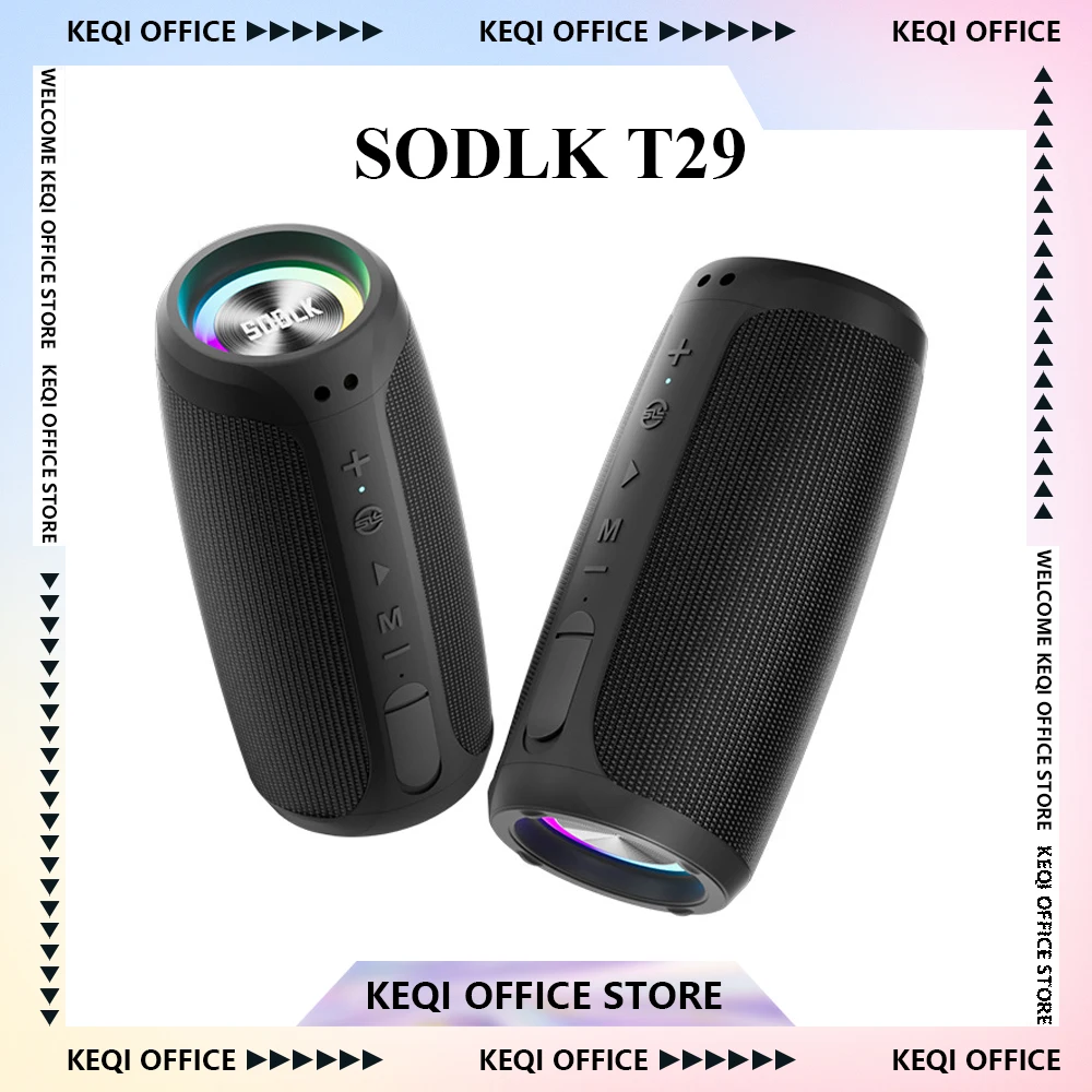 

SODLK T29 Bluetooth Speakers IPX7 Waterproof Deep Bass Portable 60W High Power Outdoor Subwoofer 3D Stereo Surround Sound Box