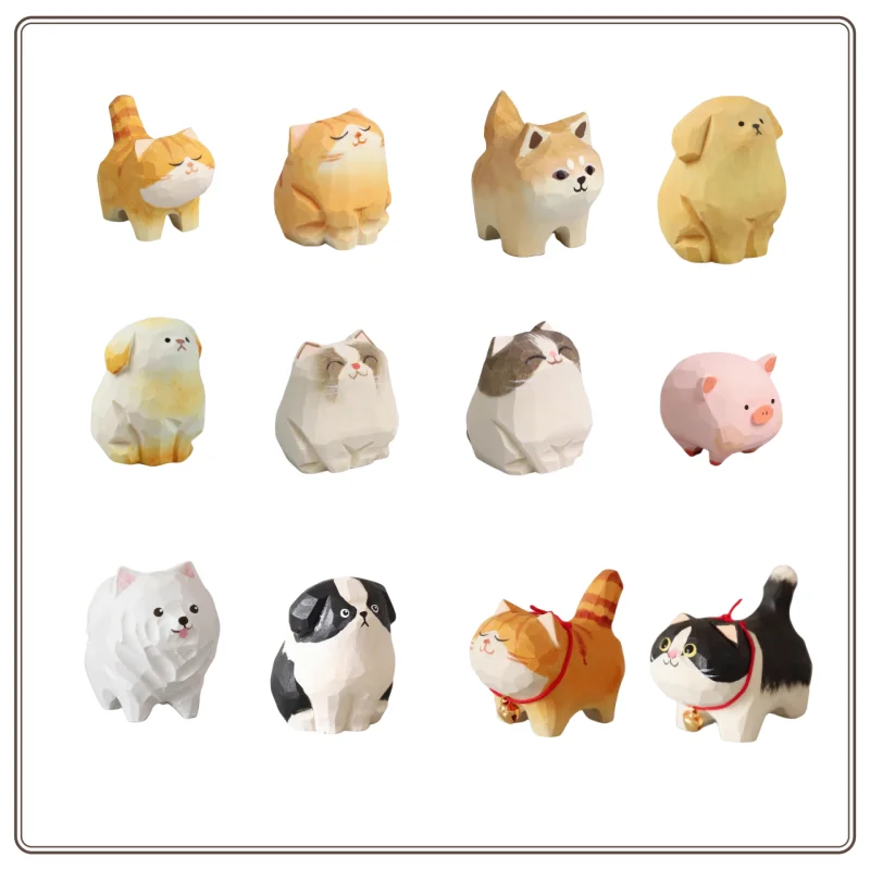 

Новые хит продаж, деревянные периферийные игрушки для кошек ручной работы, деревянные резные украшения для рабочего стола с изображением кота, целебный сюрприз, подарки на день рождения