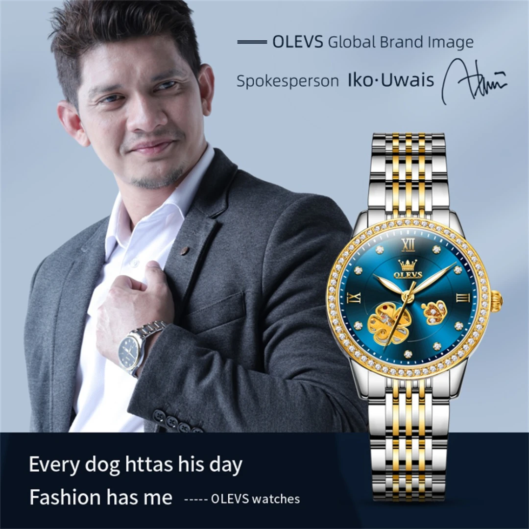 OLEVS ของขวัญนาฬิกากลไกแฟชั่น6706สายสแตนเลสหน้าปัดกลมเรืองแสง