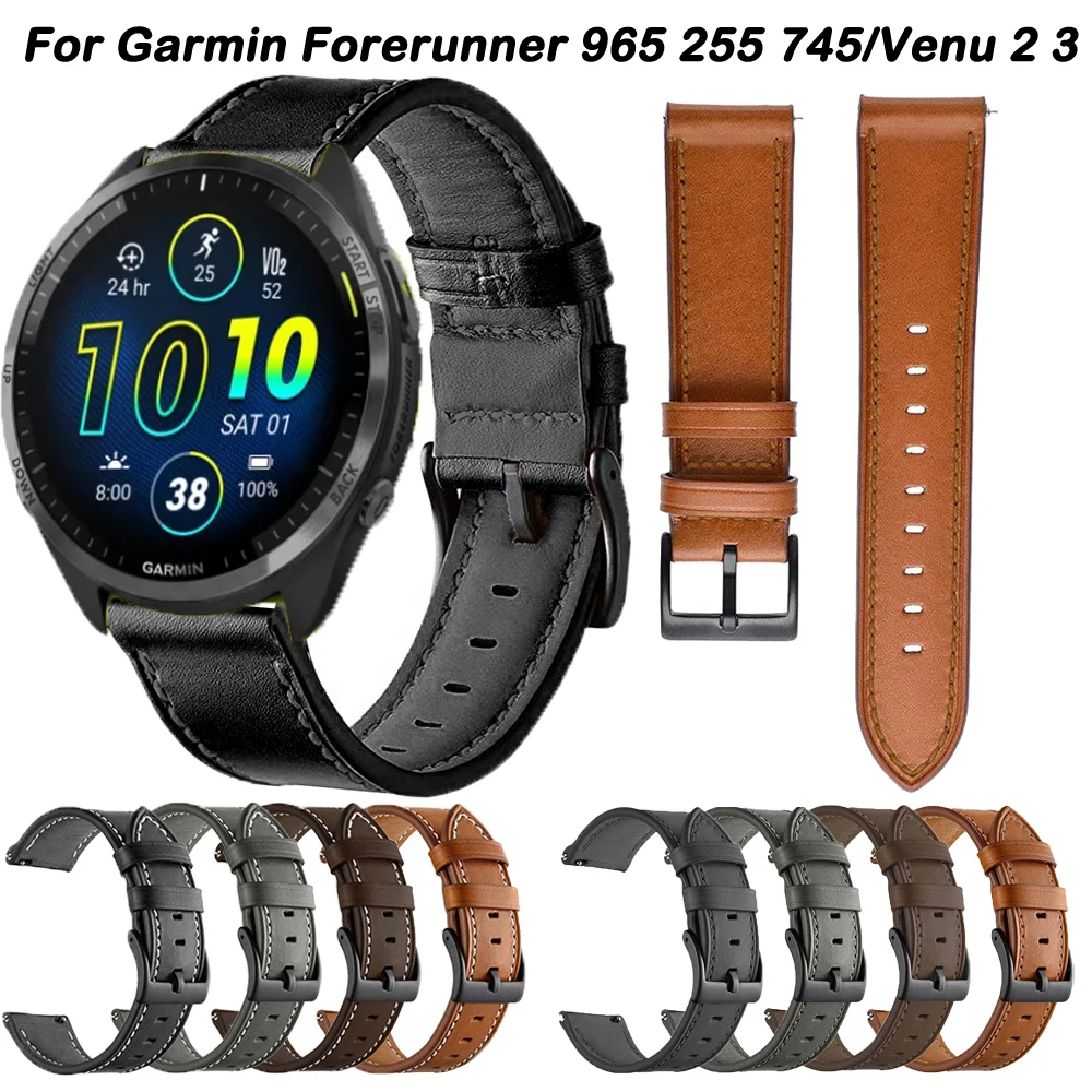 สายสำหรับ Garmin Forerunner 965 255ดนตรีสปอร์ตแทนสายรัดข้อมือสร้อยข้อมือหนัง vivoactive 4 venu 3 2อุปกรณ์เสริม