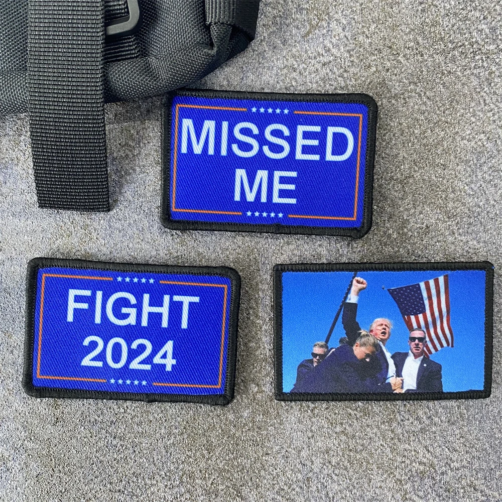 Trump Come on Funny Patch Missed Me Morale Badge Fight 2024 Print Hook and Loop Tactical Military Backpack Accessories Sticker