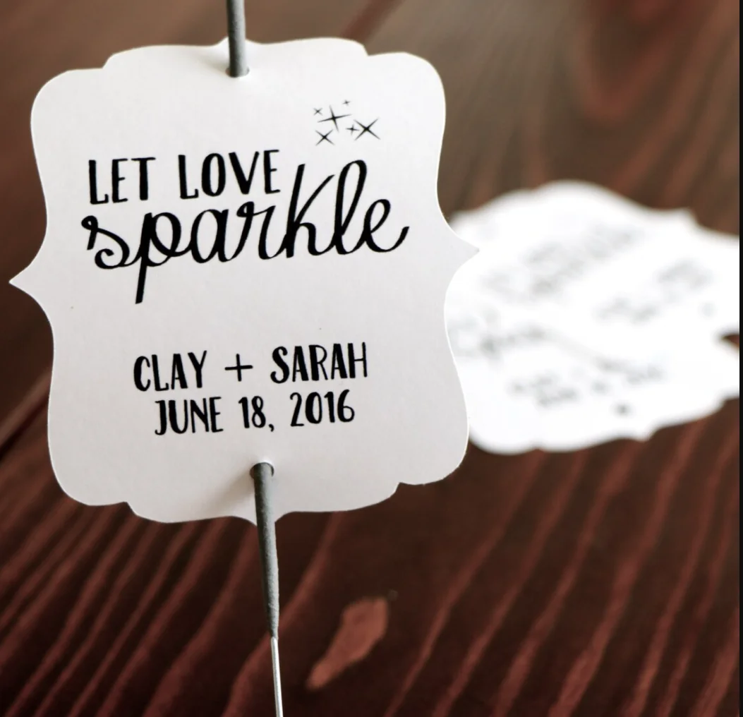 50pcs Let Love Sparkle - Sparkler Gift Tags - Black + White - Wedding Favors. Customizable Tags. Wedding Sparkler Tag. Custom Sp