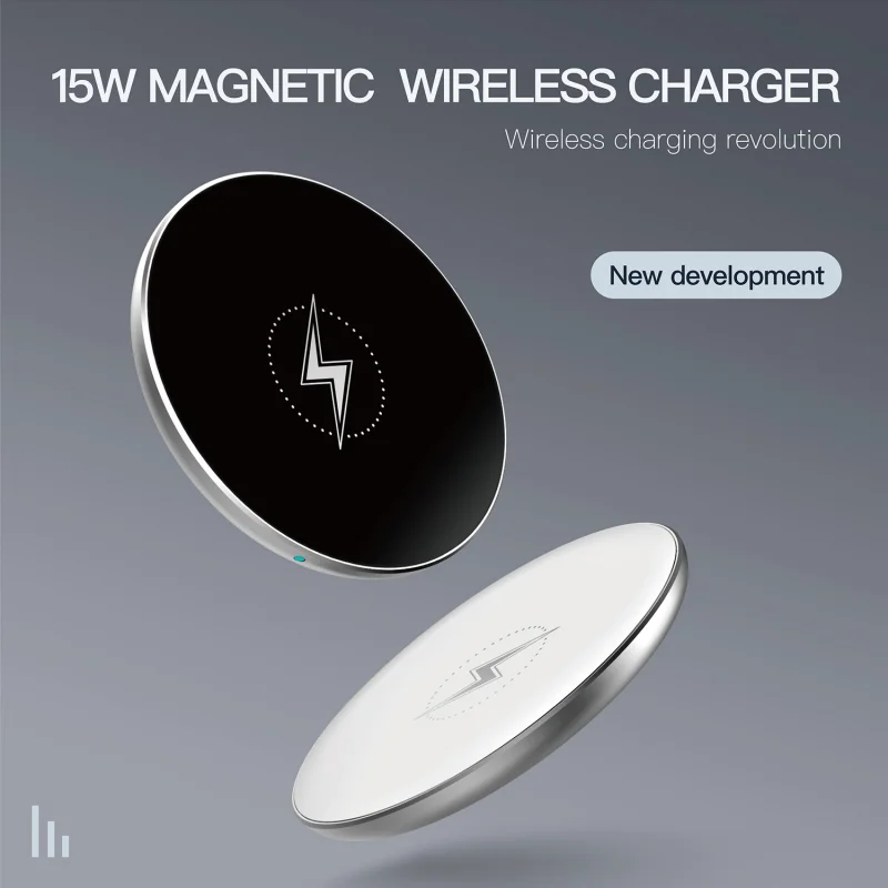 

15W Magnetic Wireless Charger Pad For iPhone 14 16 15 Pro Max for Magsafe Round Metal Glass Material Wireless Charger Station