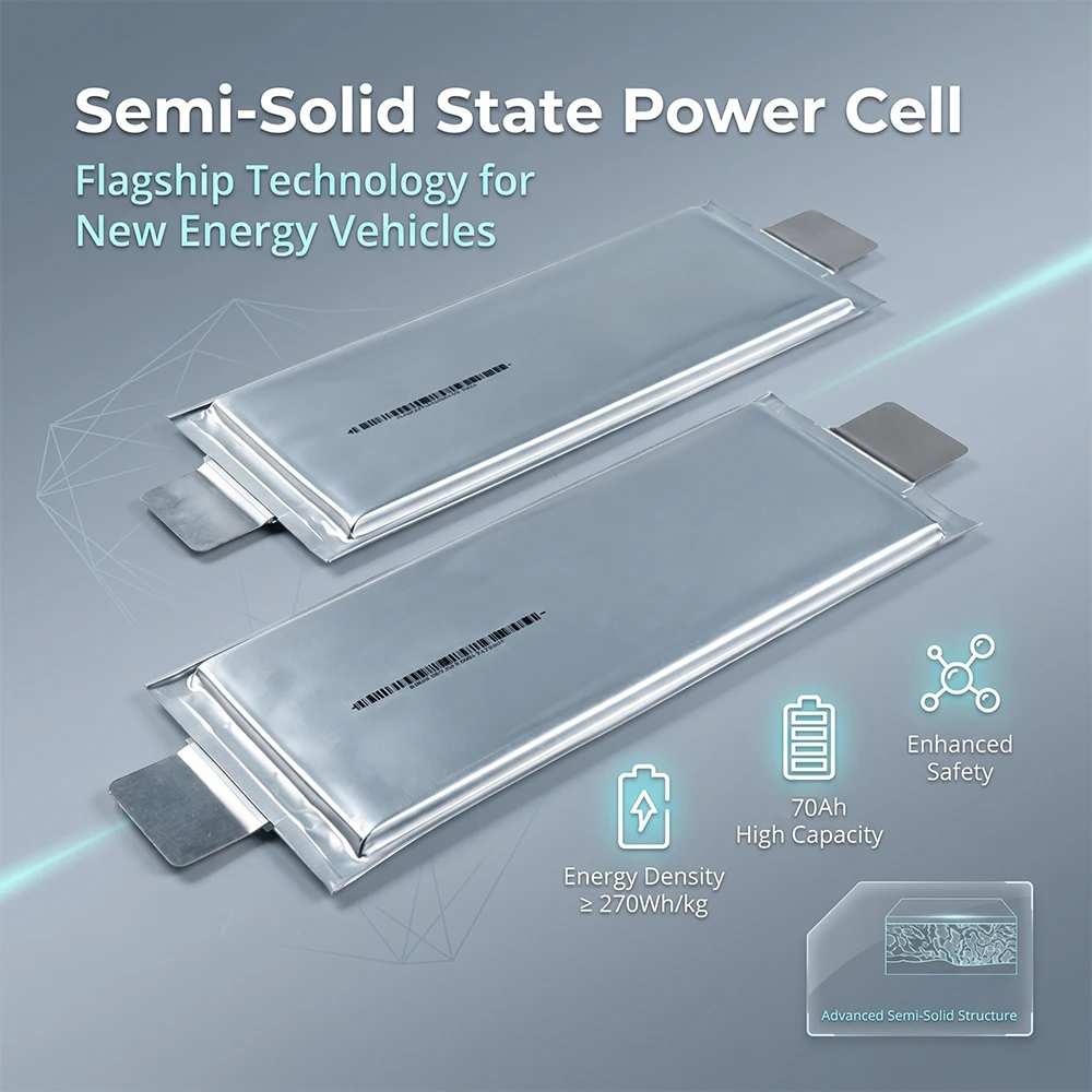 Farasis High Energy Density 270Wh/Kg NCM Pouch Cell 3.7V 70Ah P70 P70A Semi-solid State Battery for UAV Drone EV Motorcycle Boat