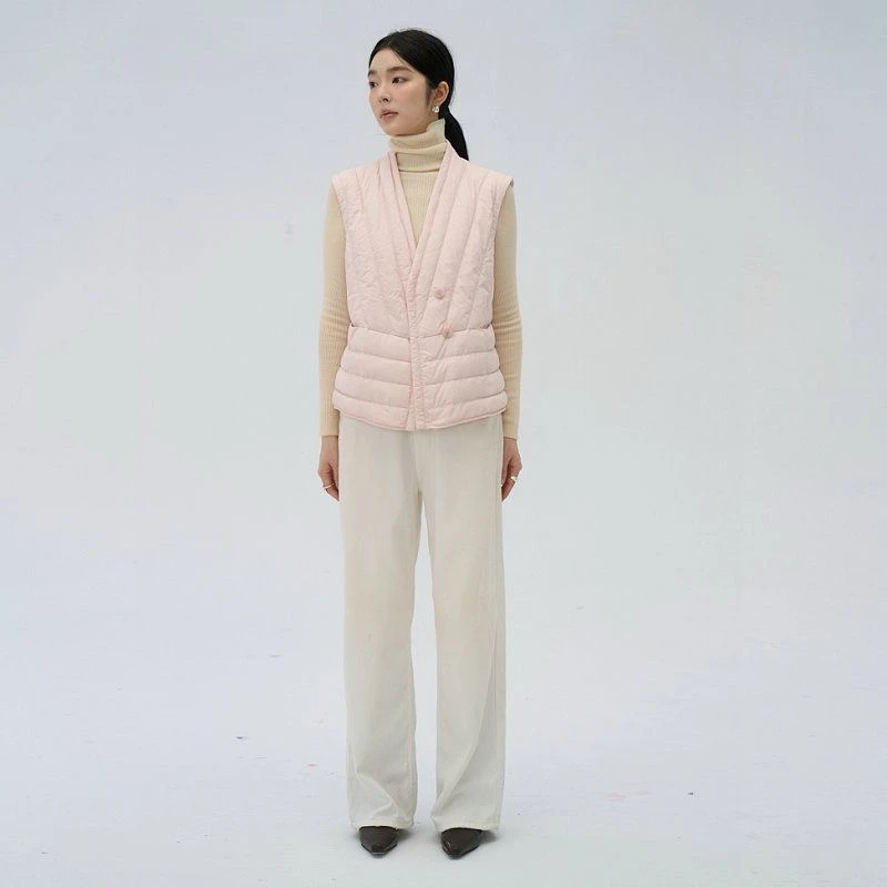 Herfst Winter Korte Dons Katoenen Vest Vrouwen 2025New Mode Losse Casual Katoenen Dierenarts V-hals Warm Houden Liner Bovenkleding Vrouwelijke