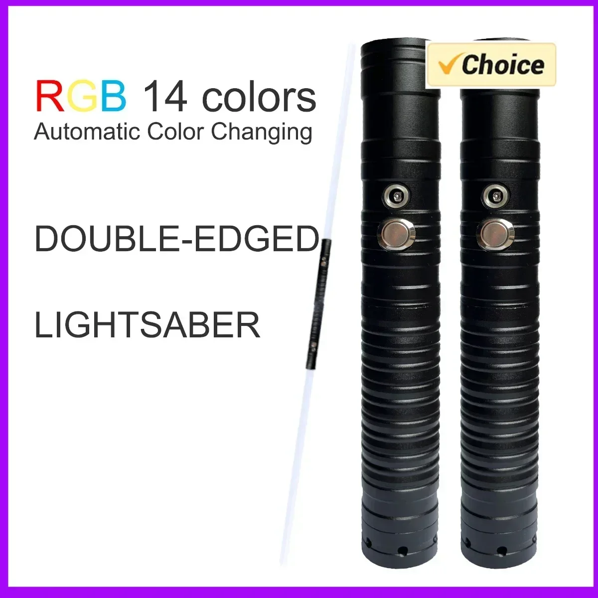 

Double-edged Lightsaber RGB 14 Colors Change LED Laser Sword Two in One Switchable Saber Sound Full Metal Handle Cosplay Gift