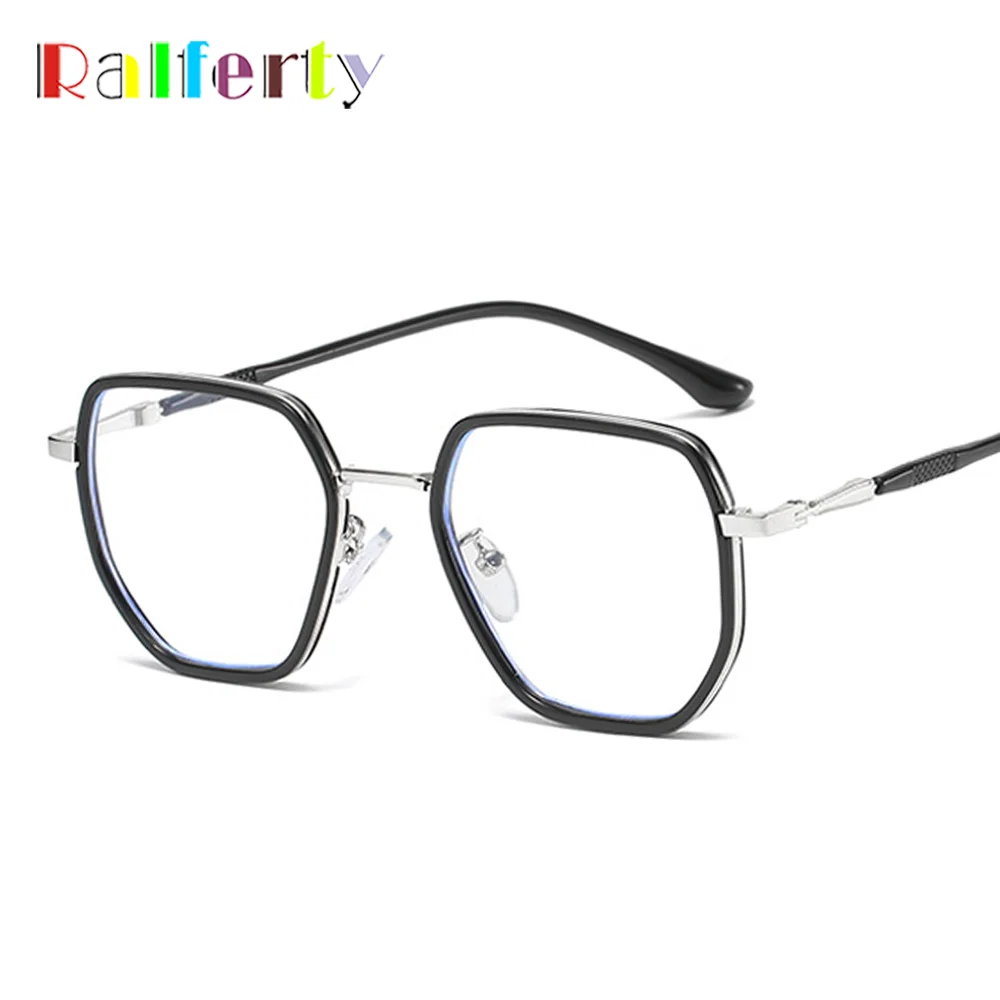 Ralferty موضة مضلع النظارات إطارات الإناث شفافة مكبرة العين إطارات النظارات للنساء مسدس قصر النظر إطارات البصرية