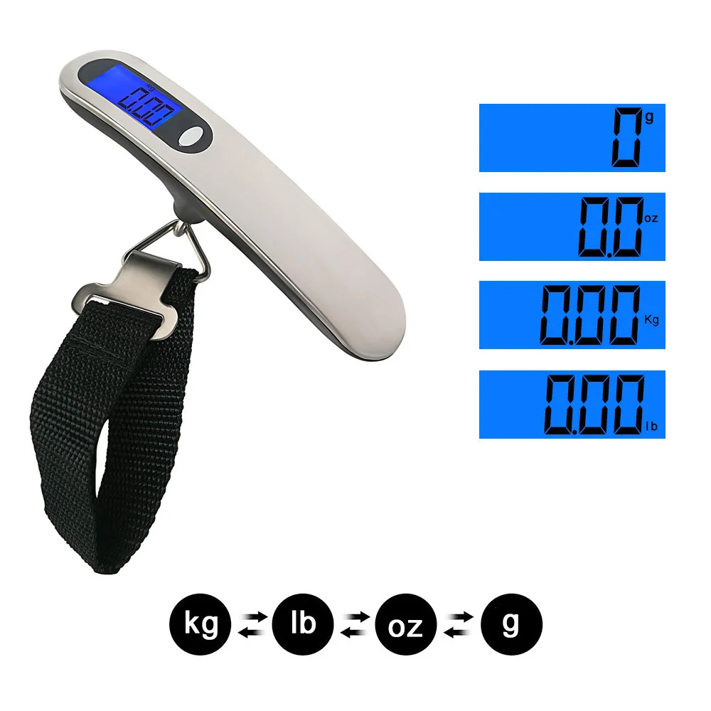 50kg/110lb Portable Mini Suitcase Scale Household Digital Display Scale Applied Aircraft Luggage Outdoor Scale Weighing Balance