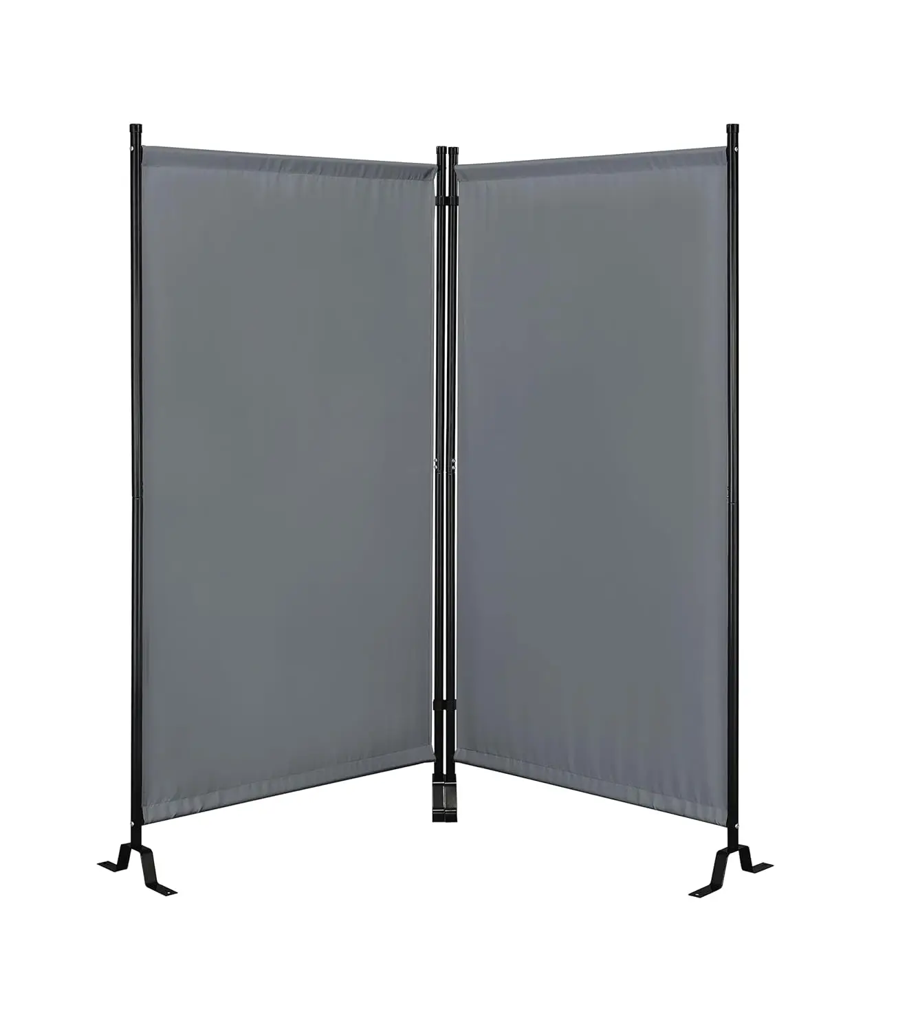 

- Galaxy 2 Panel Section Privacy Folding Screen Divider, Water Repellent Fabric Room Divider with Black Powder Coated Me