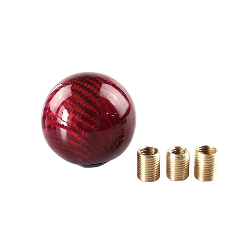 5 6 Speed Car Carbon Fiber Aluminum Gear Shifter Knob Manual Automatic Round Ball Shape Shifter Handle Stick Head Lever AT MT