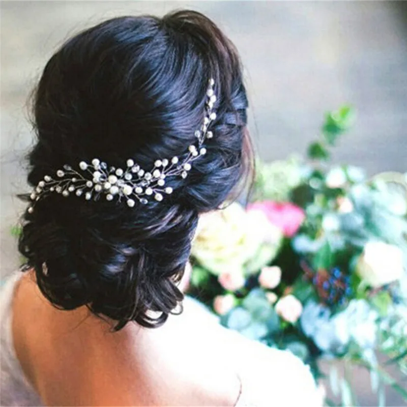 Trendy Crystal Pearl Hair Combs Wedding Bridal Hair Jewelry Ornament Head Piece Decoration Rhinestone Bride Hair Comb