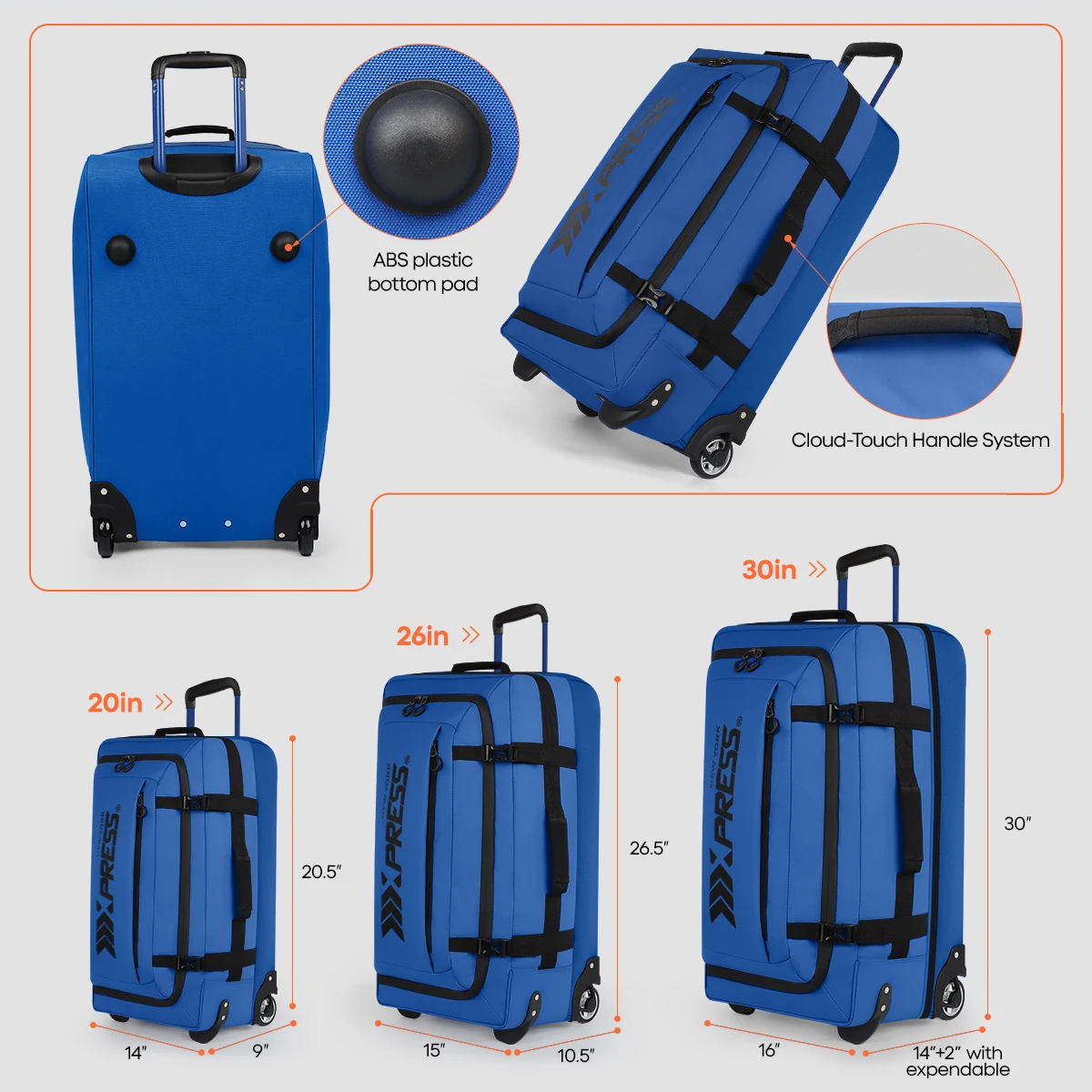 20''/26''/30'' Luggage Travel Suitcase Rolling Duffle Bag with Wheels Waterproof Travel Duffel Carry On Luggage Different Sizes