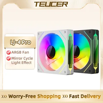 TEUCER LJ-4Pro 120mm PC Kasa Fanı Kiti ARGB 4-Pin PWM 800-2000RPM CPU Soğutma Fanı 12cm Sessiz Fan Uyumlu PC 360mm Su Soğutucu