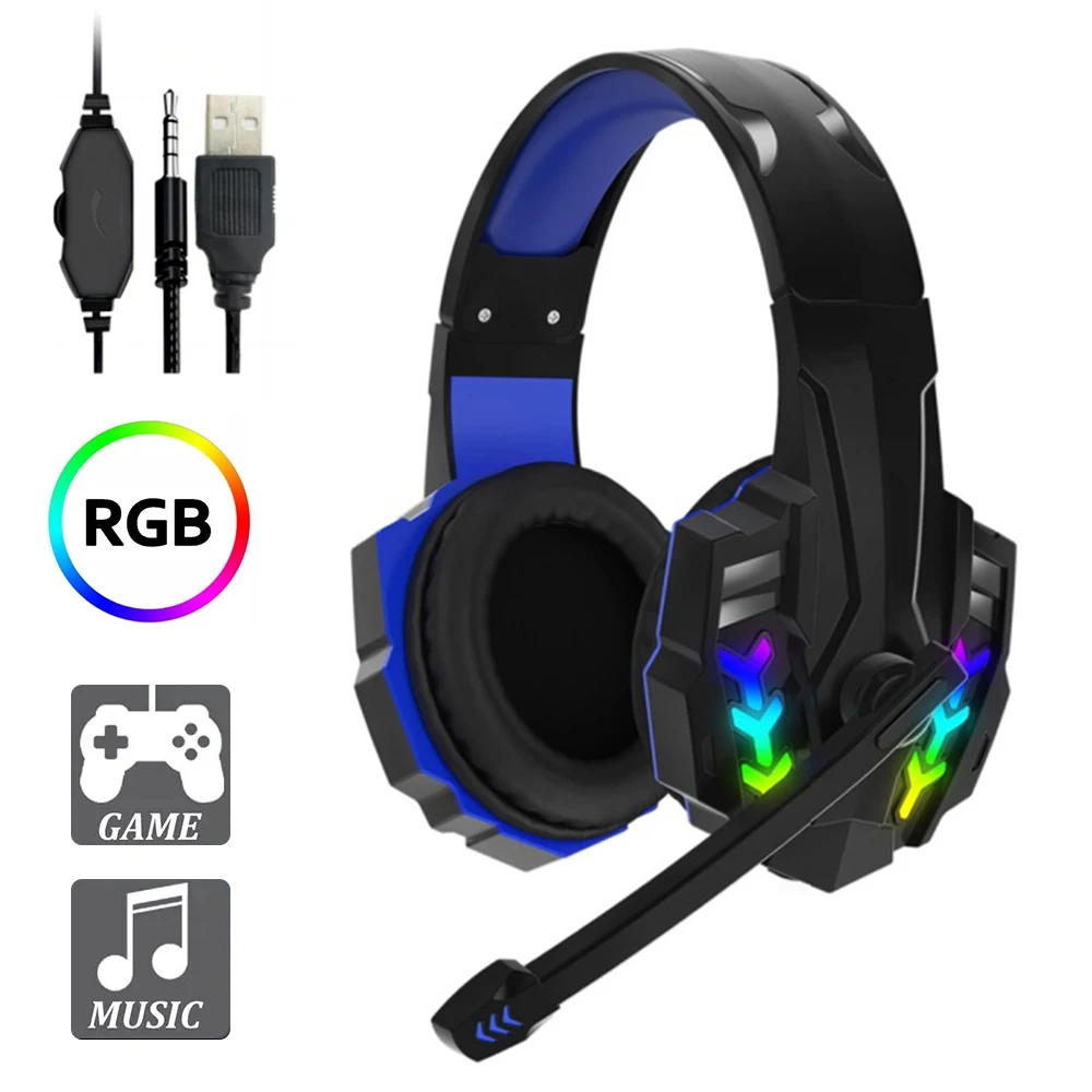 RGB Gaming Headset With Noise Canceling 3.5MM Game Headphone For PS4 PC Xbox One Laptop Earphone With Microphone LED Light