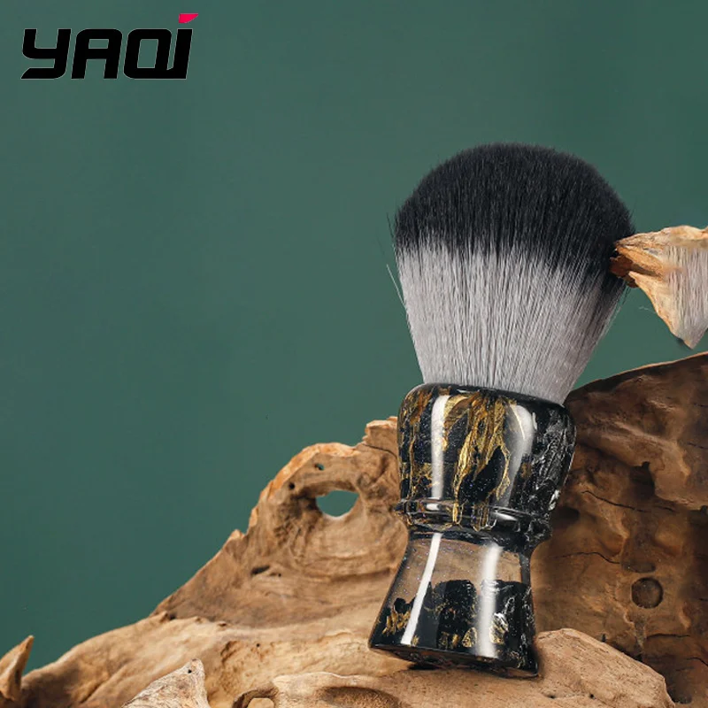 2026 Shaving Brush YAQI ROCKS 28mm Synthetic Hair Resin Handle Men Comfortable Wet Shaving Brush