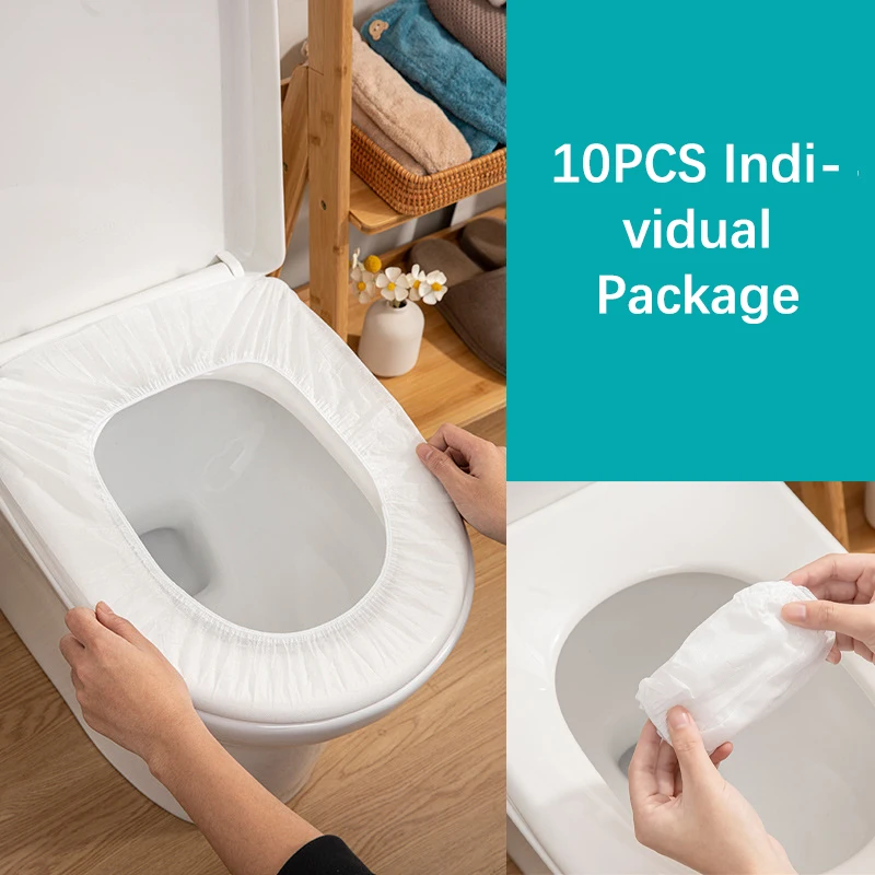 10 Uds. Funda desechable biodegradable para asiento de inodoro, alfombrilla para WC, viaje, Camping, Hotel, accesorios de baño, almohadillas de papel higiénico