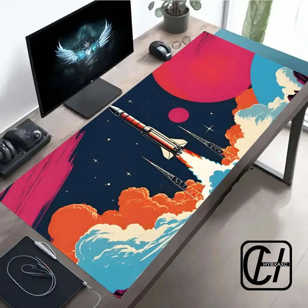 Anime Space Shuttle Mouse Pad XL Computer Accessories Office Game Table Mats Rubber Anti-slip Gaming Keyboard Mousepad Desk Pads