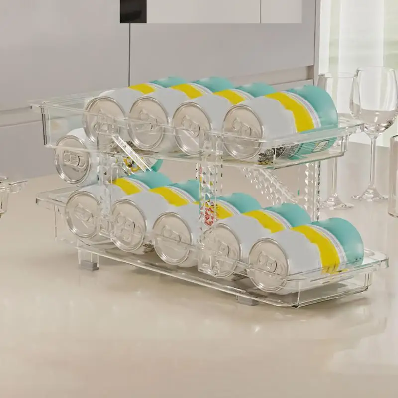 

Expandable Soda Can Organizer Dispenser for refrigerator Automatic Rolling Beverage Beer Soda Can Holder for Fridge Pantry