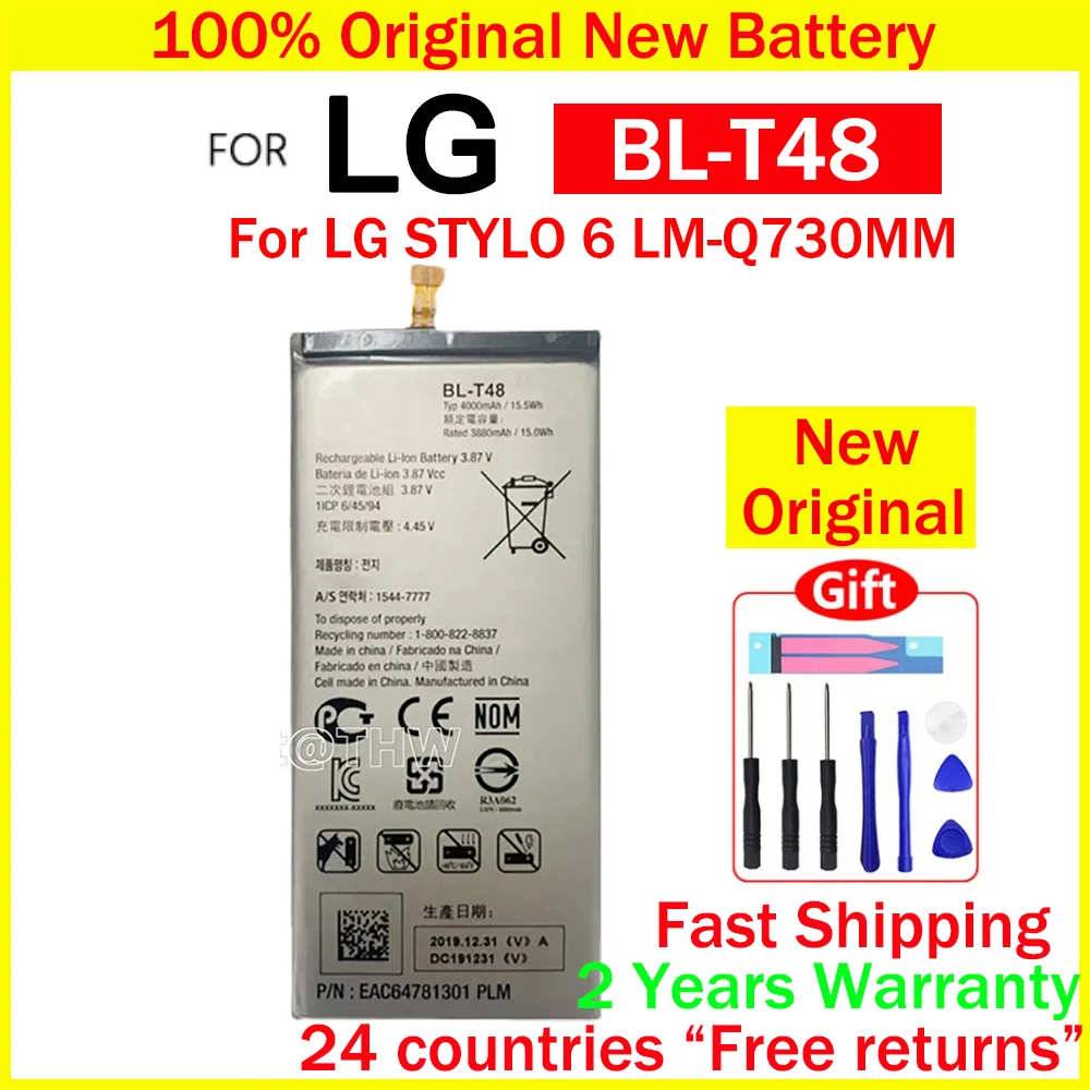 New Original BL-T48 New Battery 4000mAh For LG STYLO 6 LM-Q730MM Phone Batteries With Tools+Tracking Number