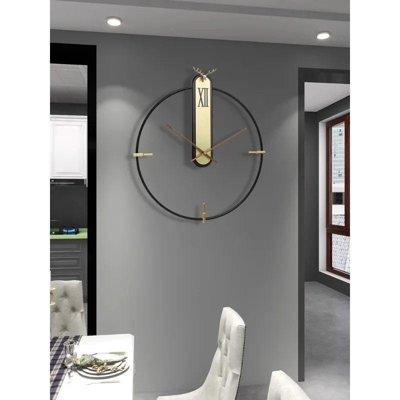 

2024 New Spanish Living Room Wall Clock Modern Minimalist Luxury Atmosphere Clock Wall Hanging Creative Atmosphere Clock