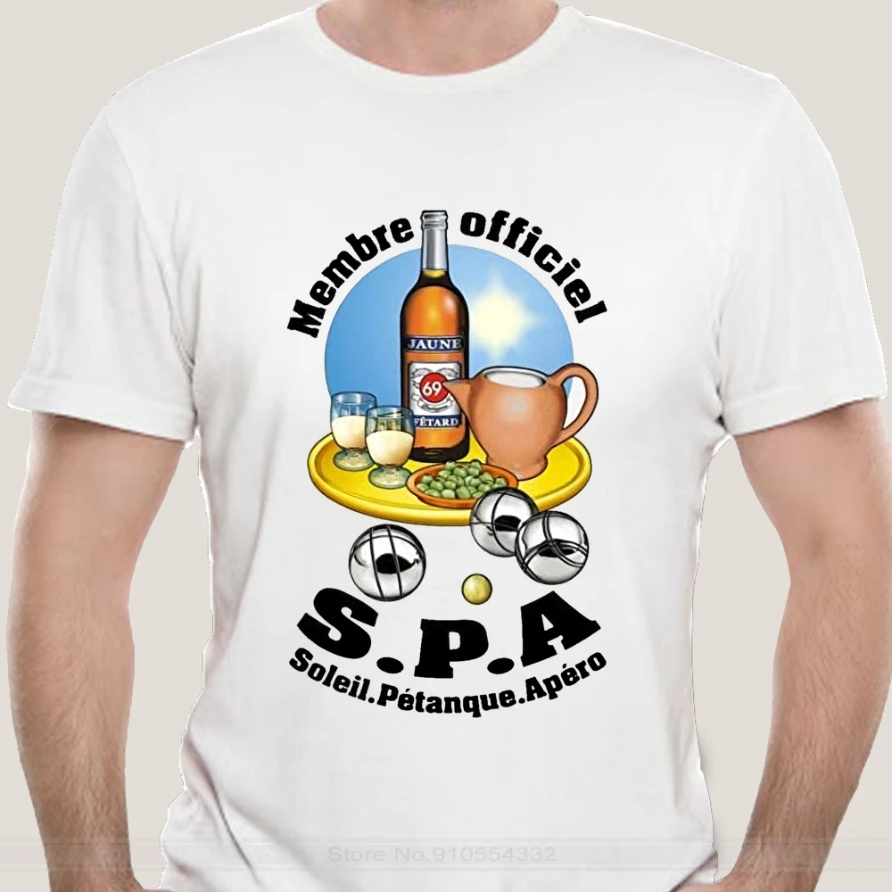 Nueva moda Spreadshirt SPA Soleil Petanque Apero camiseta Premium Homme moda camiseta hombres algodón marca teeshirt