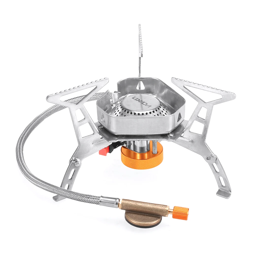 Lixada Foldable Windproof Camping Gas Stove Portable Outdoor Cooking Folding Piezo Ignition Gas Stove with Box