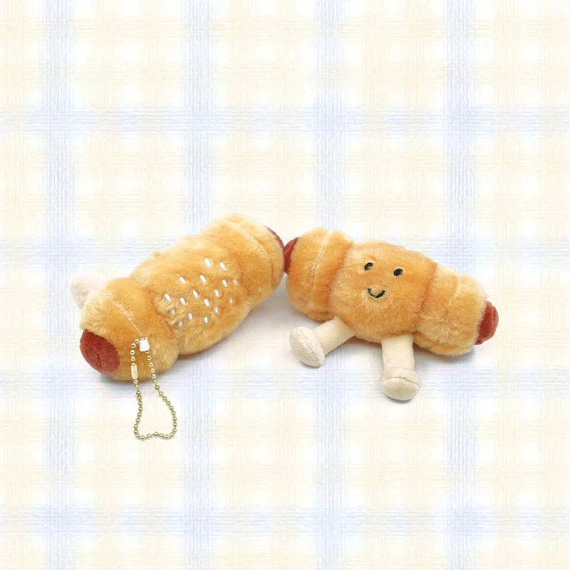 Cute Bread Sausage Plush Doll Toys Keychain Cartoon Ham Sausage Stuffed Filling Keyring Bag Pendant Backpack Charms Decor Gifts