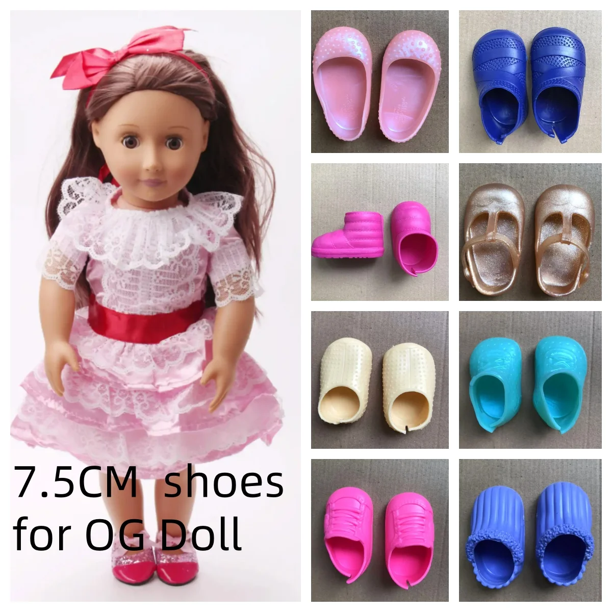 Puppenschuhe 7,5 cm für unsere Generationspuppen, süße Puppe, bunte Puppendekorationen, 1/4 große weibliche Puppenteile