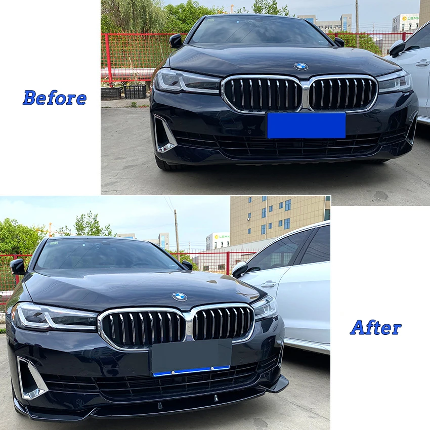 For BMW 5 Series G30 G31 520i 525i 530i 2021 2022 Car Front Bumper Lip Spoiler Glossy Black Or Carbomn Fiber Look Body Kit