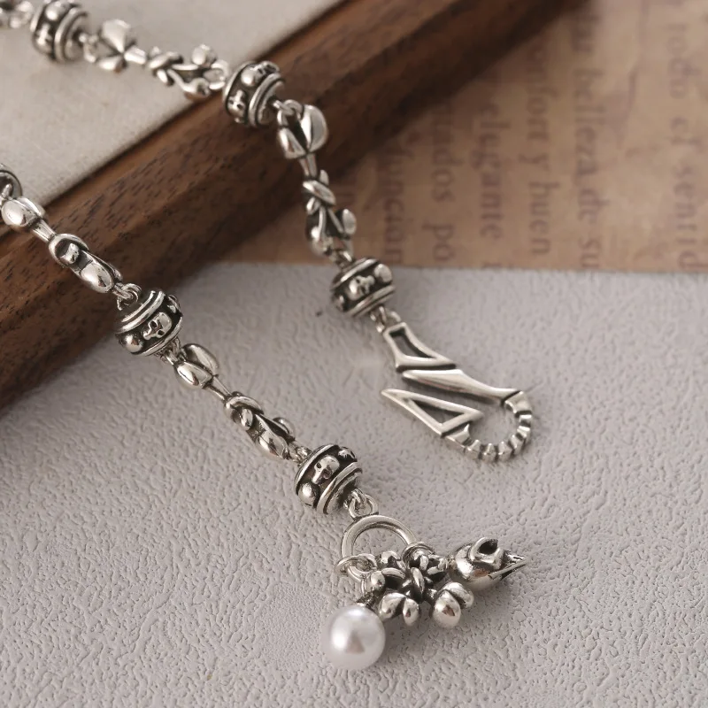 Best Sell Vintage Skull Heads Thai Silver Unisex Punk Rock Charm Bracelet Jewelry For Women Man Halloween Gift Cheap No Fade