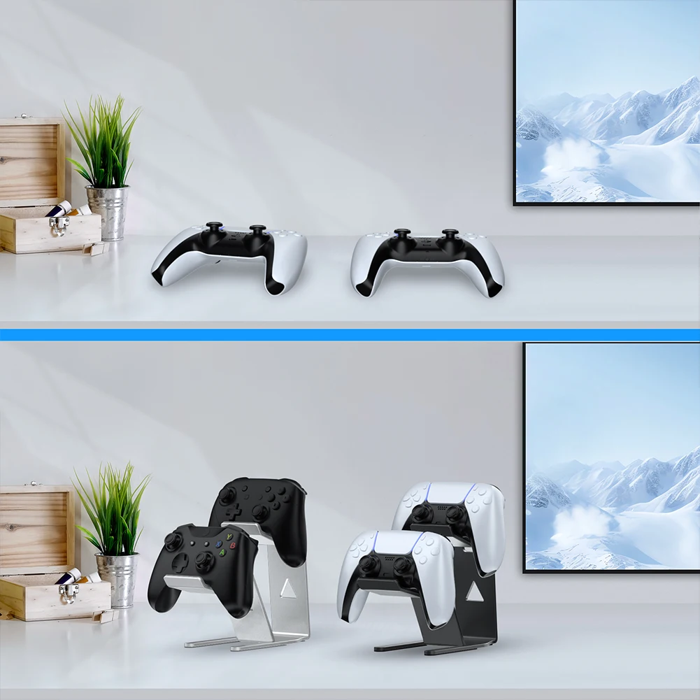 وحدة تحكم عرض موقف توفير المساحة حامل سطح المكتب المزدوج أذرع التحكم في ألعاب الفيديو حامل حامل للتبديل/PS5/PS4/Xbox لعبة الملحقات