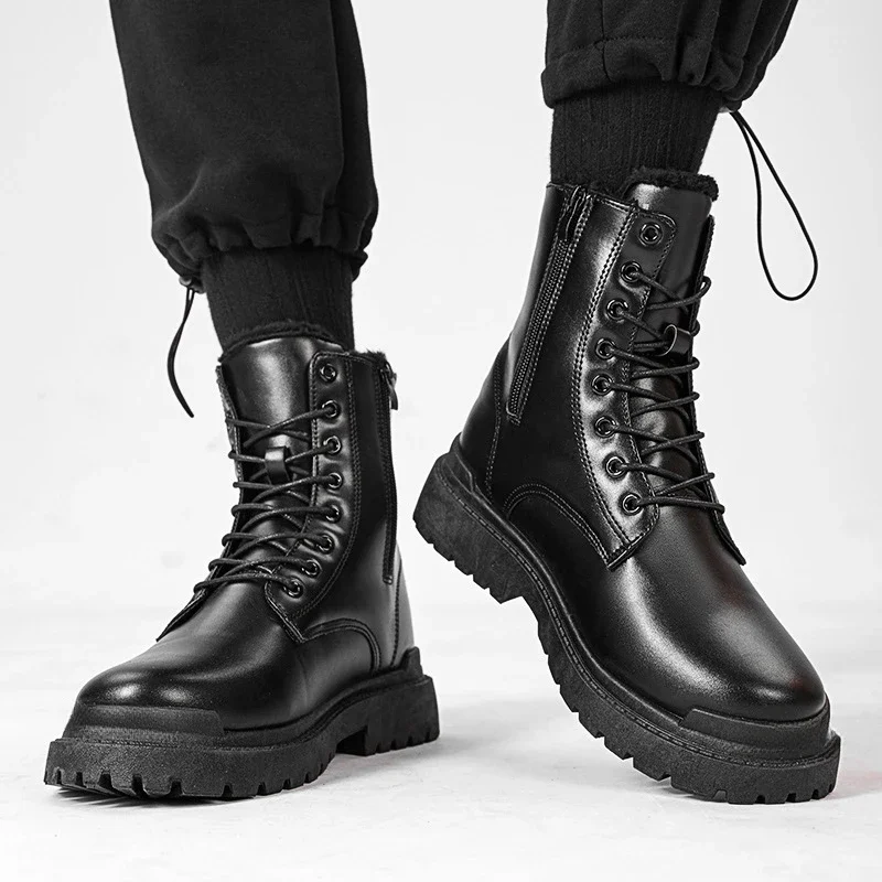 

2024 Autumn and Winter New Fashion Casual Anti-slip Waterproof Cotton Boots Mid-tube British Style Men's Boots