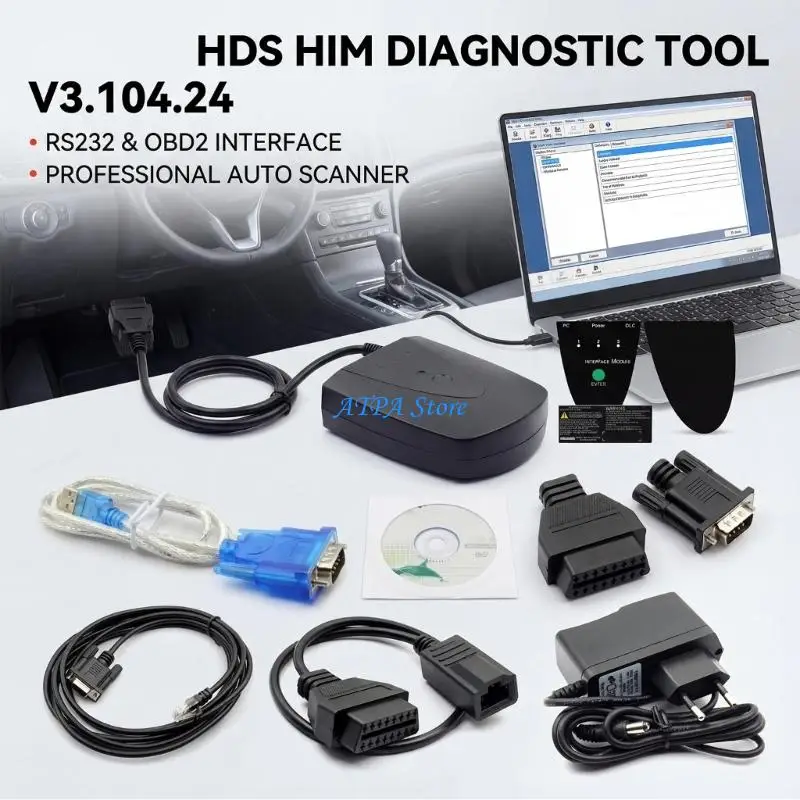 U13C HIM HDS 104.24 OBD2 Programmer Tool OBDII Car Diagnostic Tool Coding Support Multiple Language